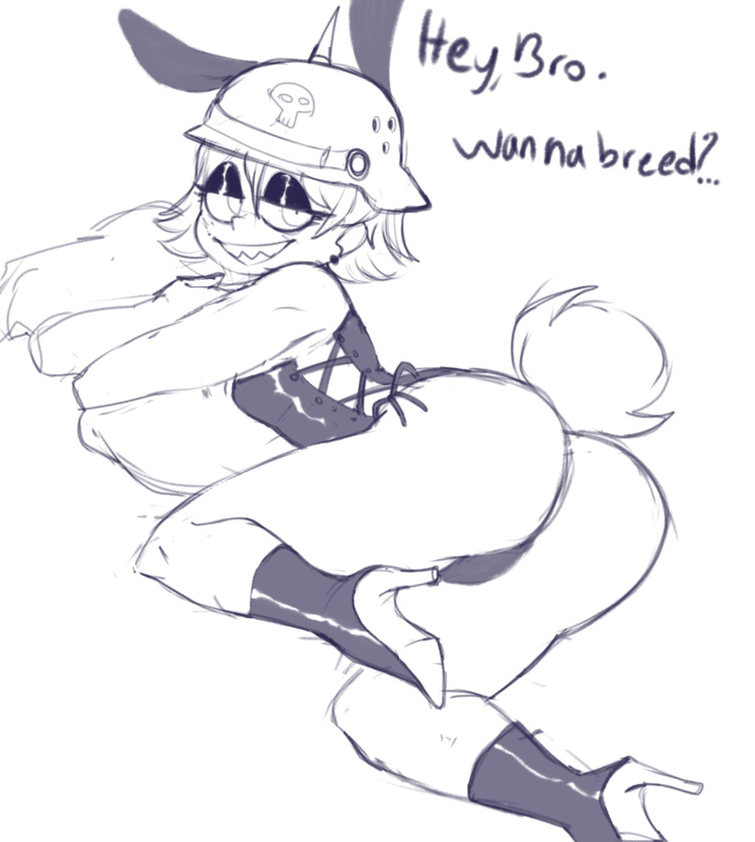 1girls artist_self-insert ass bulge bunny_ears female nadia_toxinz nadia_toxinz_(character) sketch solo