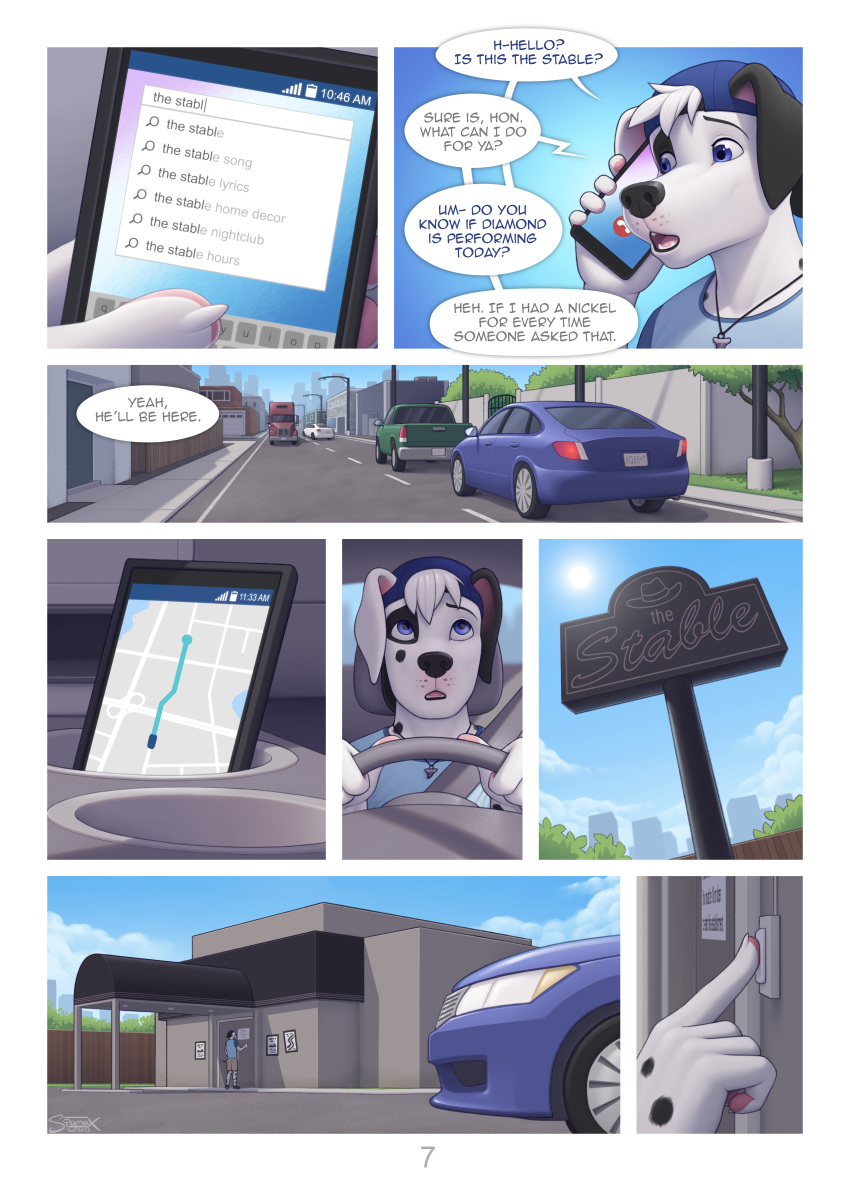 anthro bifurcation car comic dalmatian domestic_dog furry male mike_(sigma_x) page_7 phone sigma_x tagme