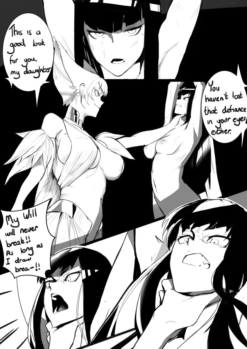 2girls black_and_white breasts imperator-shiro kill_la_kill kiryuuin_ragyou kiryuuin_satsuki