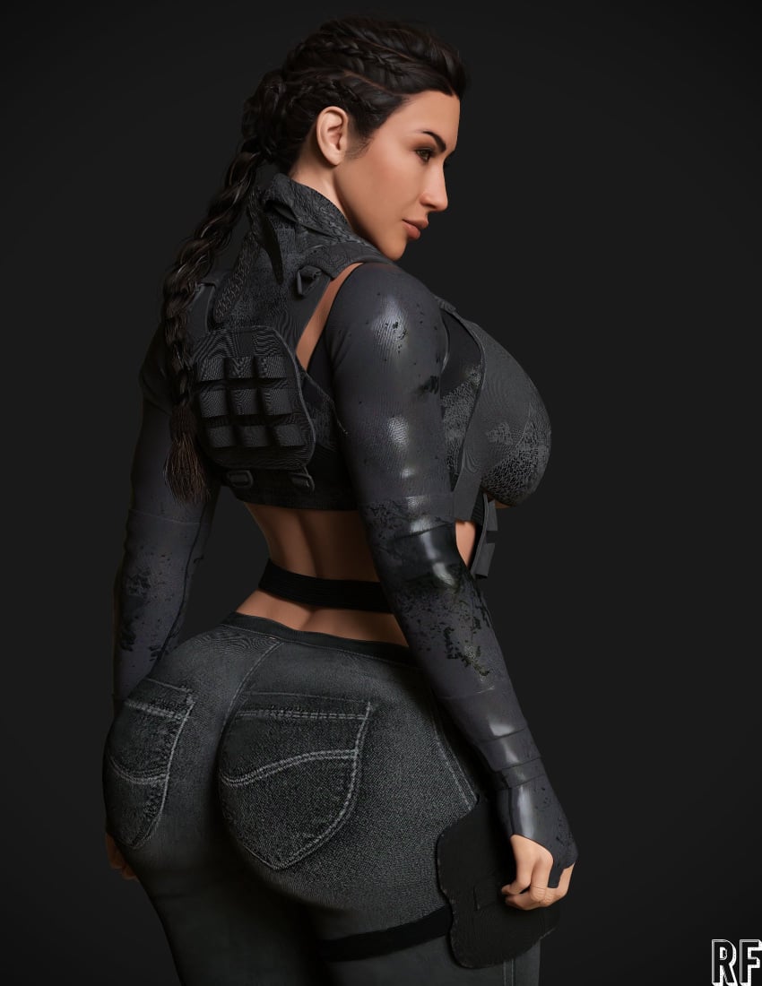 1girls 3d ass big_ass big_breasts blender braided_hair breasts call_of_duty call_of_duty_modern_warfare_2_(2022) female female_only jeans looking_at_viewer roze_(cod) rude_frog solo tagme thick_thighs thing wide_hips