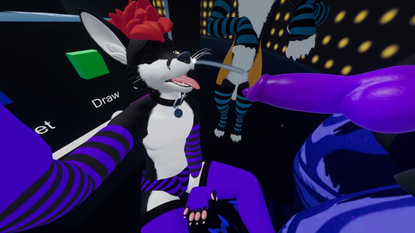 3d anthro anthro_only black_fur canid canine dark_fur fox fur furry furry_only light_belly male naughtyblackfox tagme twitter vr_media vrchat vrchat_avatar white_belly white_fur