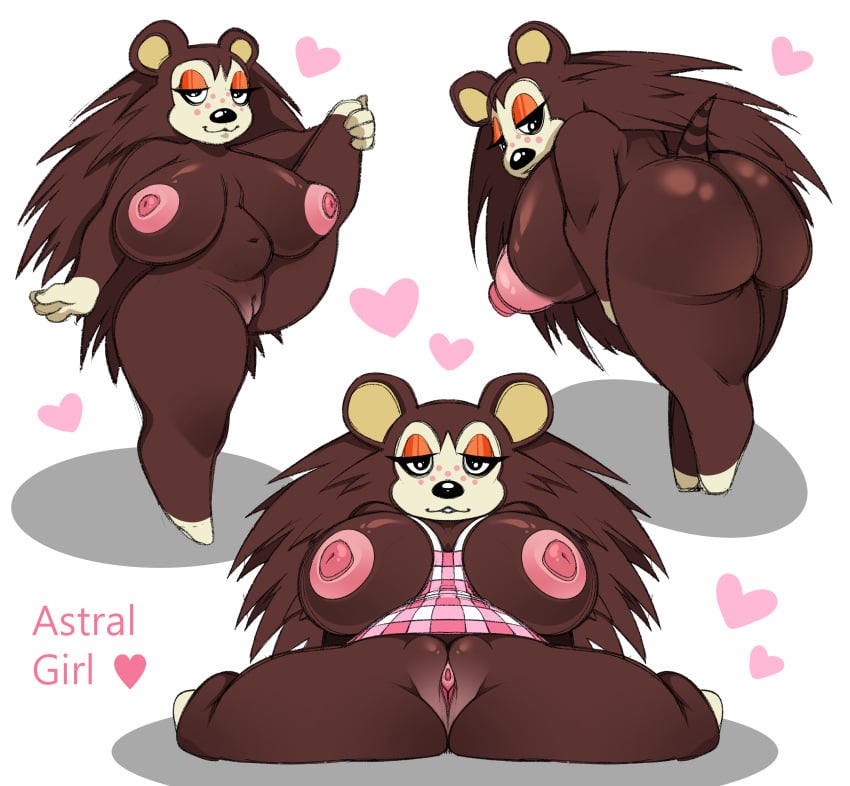 2022 absurd_res animal_crossing anthro areola ass astral_girl belly big_breasts black_nose breasts digital_media_(artwork) eulipotyphlan female fingers half-closed_eyes heart hedgehog hi_res huge_breasts looking_at_viewer mammal narrowed_eyes nintendo nipples sable_able simple_background spread_legs spreading thick_thighs video_games