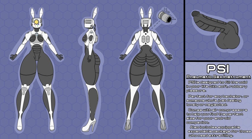 absurd_res ambiguous_gender balls clothing female footwear genitals hi_res high_heels humanoid machine model_sheet mudamura penis platform_heels robot robot_humanoid solo text