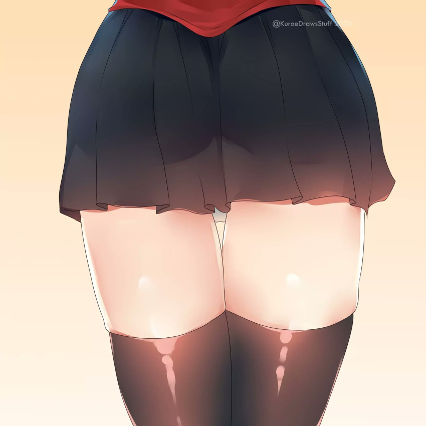 1girls absolute_territory ass black_legwear black_skirt black_thighhighs clothing fate/stay_night fate_(series) female female_only hidden_face kuroe_prime legwear red_sweater see-through skirt sweater thigh_squish thighhighs tohsaka_rin