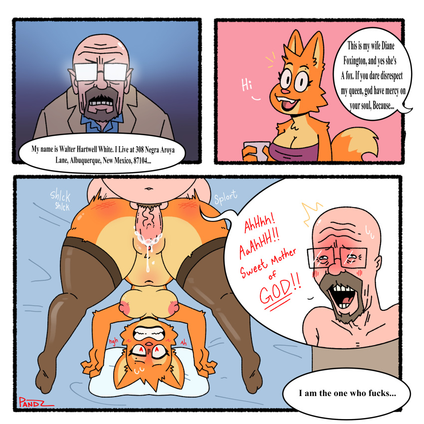 1:1 absurd_res anthro anthro_penetrated areola blush bodily_fluids breaking_bad breasts cleavage clothed clothing comic crossover cum cum_in_pussy cum_inside cutaway dialogue diane_foxington dreamworks duo english_text erection female female_penetrated fox genital_fluids genitals hi_res human human_on_anthro human_penetrating human_penetrating_anthro humanoid_genitalia humanoid_penis interspecies leaking_cum legwear looking_pleasured male male/female male_penetrating male_penetrating_female mammal meme nipples onomatopoeia open_mouth orgasm pandzart parody penetration penile penile_penetration penis penis_in_pussy profanity pubes sex signature sound_effects speech_bubble stockings text the_bad_guys vaginal_penetration walter_white what