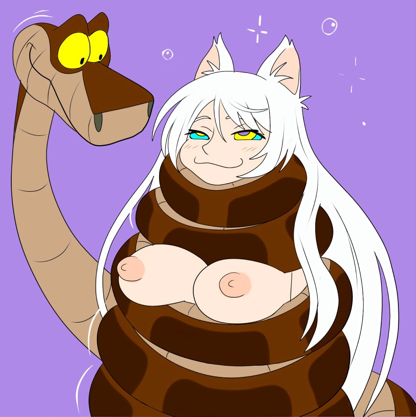 1girls animated asphyxiation bakemonogatari big_breasts black_hanekawa bondage breast_squeeze breasts breasts_out cat_ears catgirl coiling coils constriction disney femsub hanekawa_tsubasa happy_trance hypnosis kaa kaa_eyes monogatari_(series) nipples plsgts snake squeezing strangling submissive_female white_hair