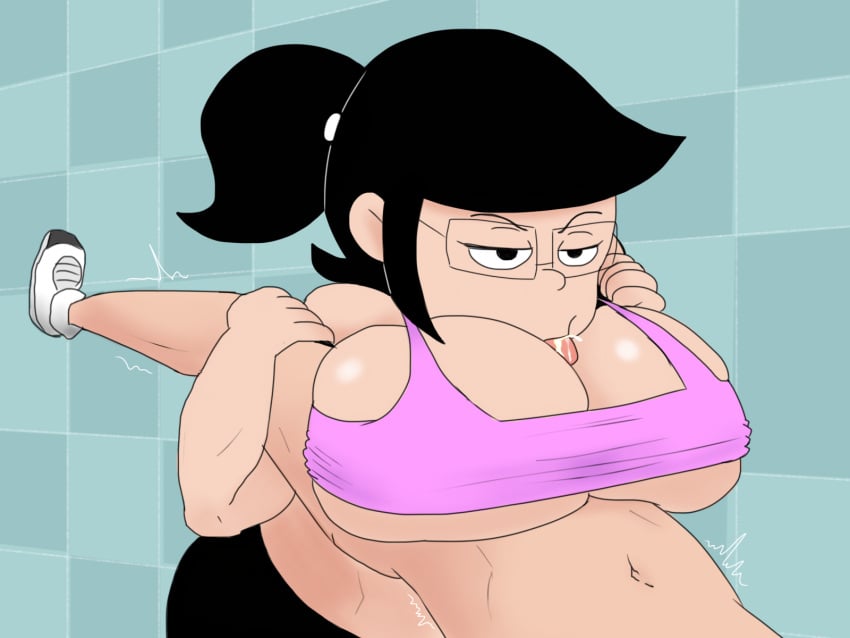 1boy 1girls 5_fingers big_breasts black_eyes black_hair black_pants blowjob breasts cum cum_in_mouth cum_inside cute fellatio female glasses godalmite huge_breasts large_breasts larger_female male muscular_female oral paizufella paizuri paizuri_during_fellatio pants pink_tank_top ponytail rosa_gonzalez rosebuds_(comic) smaller_male sneakers source_request straight tank_top unseen_male_face white_sneakers