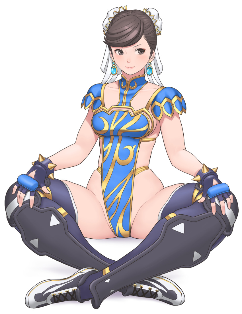 1girls alternate_costume chun-li female official_alternate_costume pelvic_curtain qipao shigenobu side_slit small_breasts solo solo_female street_fighter tagme