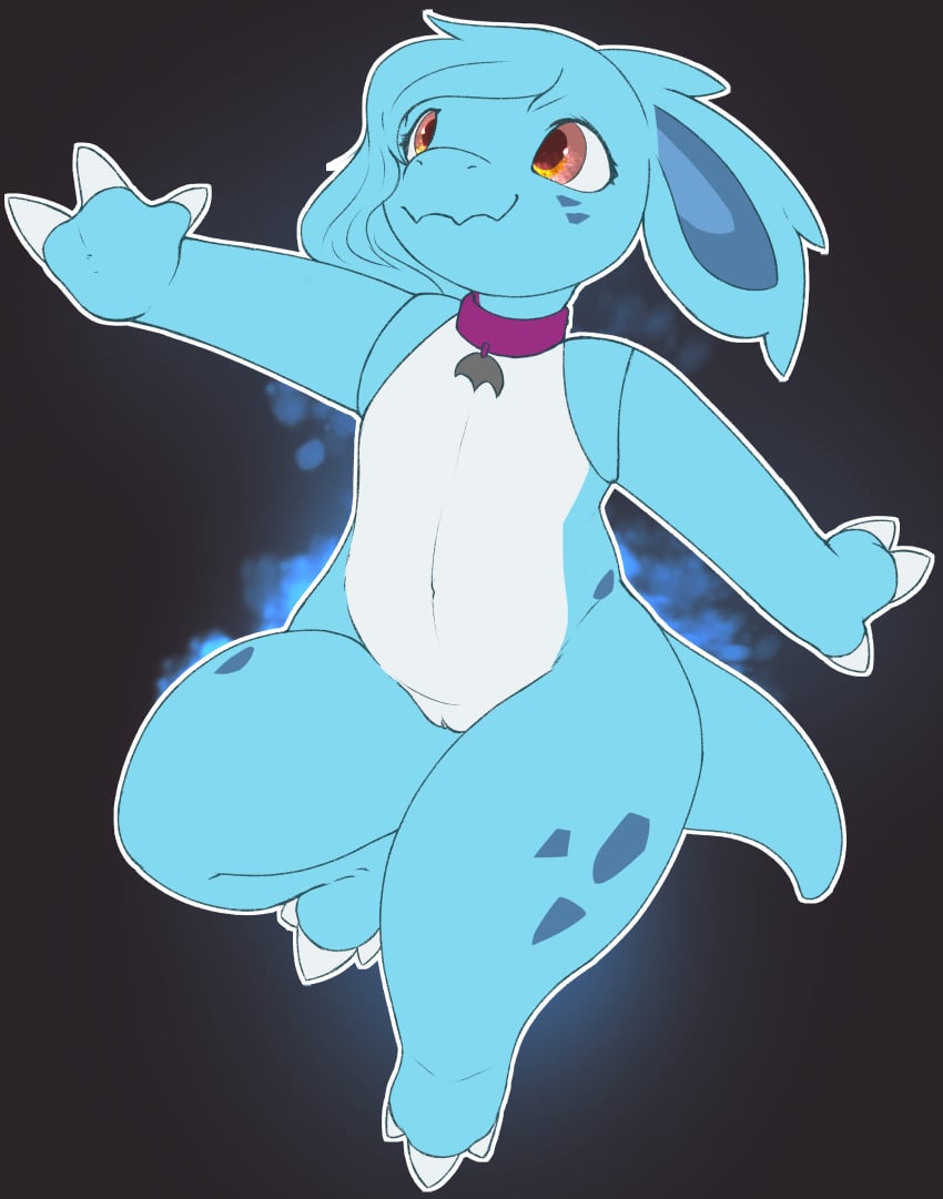 absurd_res anthro casual_nudity collar female generation_1_pokemon genitals hi_res lekisceon nidorina nintendo pokémon_(species) pokemon pokemon_(species) pussy simple_background solo tail video_games