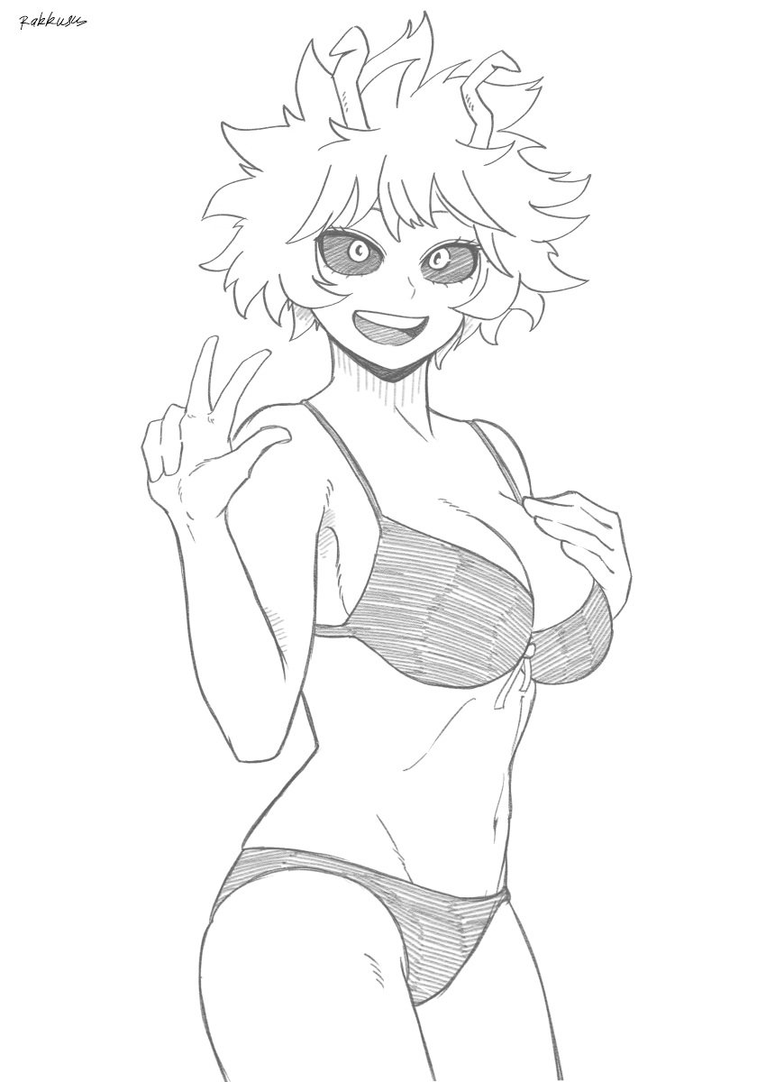 bra line_art mina_ashido my_hero_academia panties rakkusu