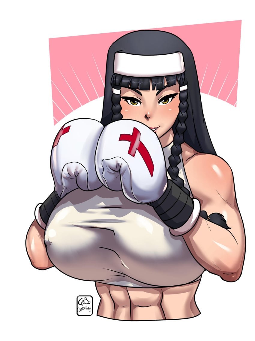 1girls 2022 artist_name athletic athletic_female big_breasts boxer boxing boxing_gloves boxing_ring boxing_stance breasts busty commission cross exhibition eyebrows eyelashes eyes female female_focus fighter fit fit_female gabocaricaturas gloves hair hips human legs light-skinned_female light_skin lips lipstick nun original original_character sister_beatrice_santoro thick thick_legs thick_thighs thighs toned toned_female voluptuous watermark white_boxing_gloves white_gloves wide_hips yellow_eyes