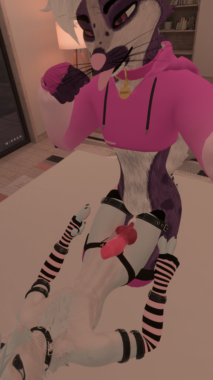 anthro anthro_only bleatmeoff blue_fur canid canine fur furry furry_only light_belly male_only no_vanity rexouium tagme twitter vr_media vrchat white_belly white_fur