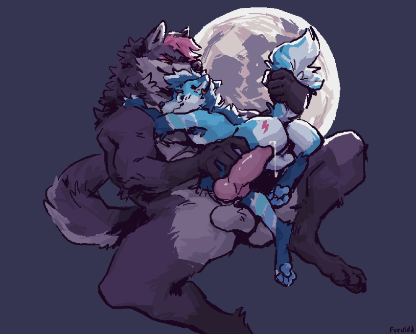 anthro anthro_on_anthro azucaster canid canine canis furvidd hi_res imminent_sex male male/male mammal solo tagme were werecanid werecanine werewolf wolf