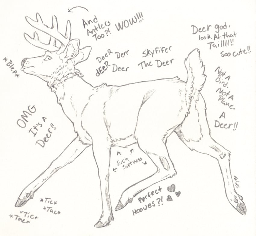 antlers capreoline cervid cervine collar feral fluffy hi_res hooves horn male mammal skyfifer skyfifer_(character) solo tongue tongue_out white-tailed_deer