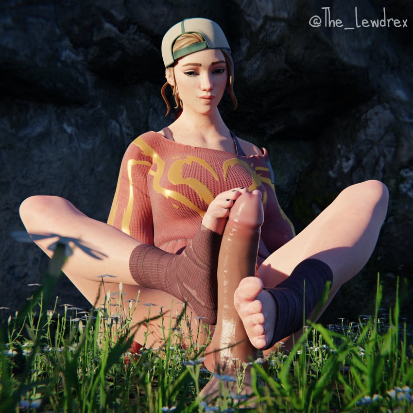 1girls 3d alternate_version_available areolae barefoot baseball_cap blender bottomless bottomwear bra breasts clothed clothing dildo dirty_feet epic_games feet female female_only foot_fetish footjob footjob_with_legwear fortnite freckles freckles_on_face front_view ginger ginger_hair grass half-dressed half_naked haven_(fortnite) headwear highres lewdrex light-skinned_female light_skin looking_at_viewer medium_breasts nipples outdoors outside pants presenting presenting_breasts sex_toy shadow shirt sitting solo solo_focus sun sunlight watermark