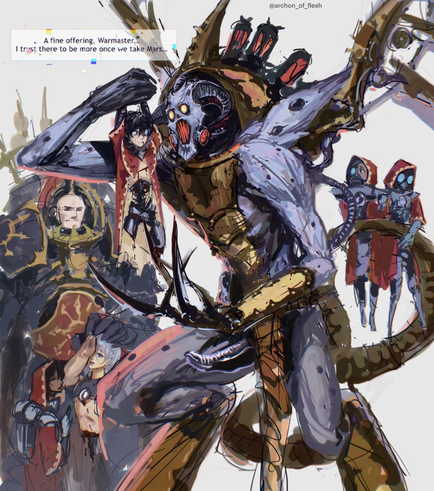 2022 abaddon_the_despoiler adeptus_mechanicus amputee archon_of_flesh artist_signature black_legion blood captured chaos_(warhammer) chaos_space_marine daemon_prince defeated dialogue english_text femboy first_porn_of_character guro huge_cock imminent_rape imperium_of_man monster multiple_boys rape reverse_ryona sex_slave size_difference skitarii techpriest tentacle text vashtorr warhammer_(franchise) warhammer_40k