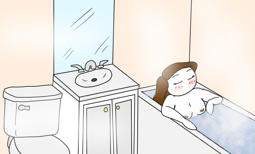 bathroom bathtub breasts brown_hair dealkdoodles let_me_explain_studios nude rebecca_parham relaxing tagme youtube youtuber