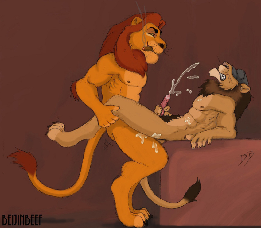 anal anthro barbs beijinbeef cigar cum cumshot disney feline gay lion male male_only mane masturbation mufasa orgasm penis sex smoking spines the_lion_king yaoi