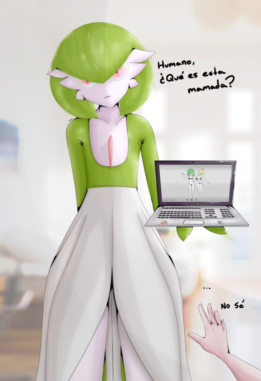 flat_chest gardevoir green_hair hi_res highres lilligant nintendo nobori pokemon pokemon_rse red_eyes short_hair