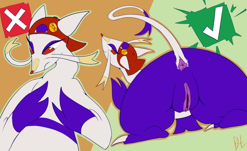absurd_res anus ass blue_body claws clothing dark-tangerine_(artist) female generation_5_pokemon genitals hat headgear headwear hi_res looking_at_viewer looking_pleasured mienshao nintendo nude pokemon pokemon_(species) pussy red_eyes solo tail vulva white_body