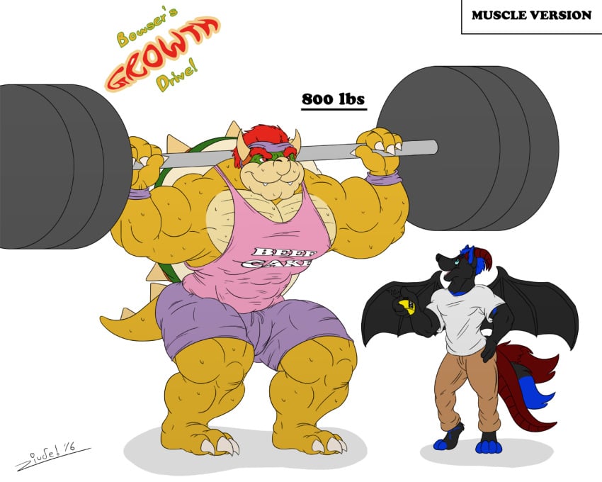 2boys abs biceps big_muscles bowser fur furry furry_only gay hair horns hyper juano male male_only mario_(series) muscles muscular muscular_arms muscular_legs muscular_male muscular_thighs nintendo pecs red_hair tail weights wings