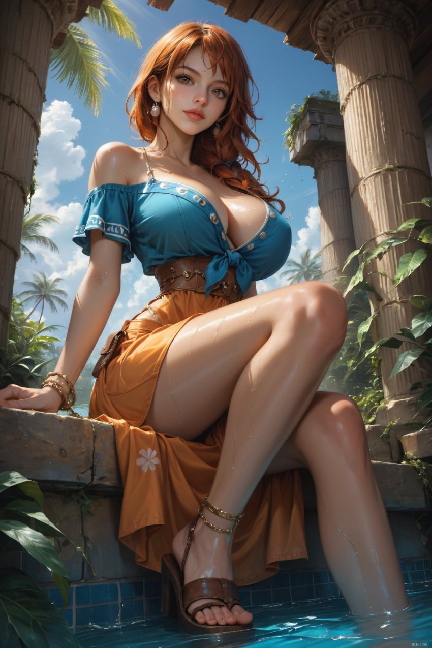1girls ai_generated clothing female female_focus female_only nami_(one_piece) one_piece orange_hair solo solo_female