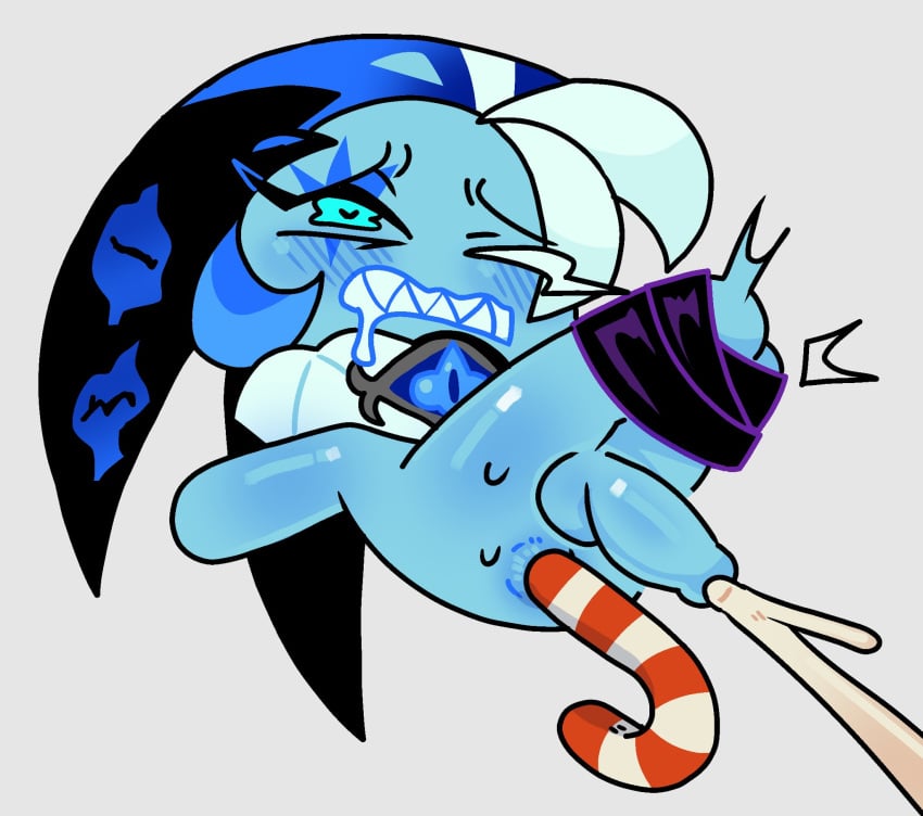 1boy 2025 anal anal_insertion anal_sex blue_body blue_skin candy_cane candy_cane_insertion cookie_run cookie_run_kingdom cookie_run_ovenbreak cum cumming cumming_while_penetrated gay gay_male heart-shaped_pupils in_love male male_only motelgore riagaras semen shadow_milk_cookie simple_background solid_color_background solo solo_male sweat sweaty tagme white_background