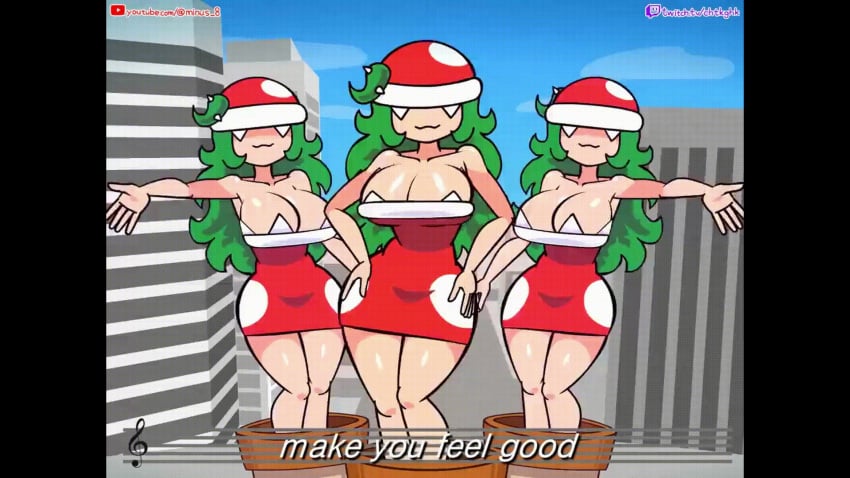 :3 ad animated animated_gif big_breasts bounce bouncing_breasts breasts cleavage clothed clothed_female commercial dancing dress english_text female funny gif green_hair hair_between_eyes hi_res highres hips hips_wider_than_shoulders humanized jumping light-skinned_female long_hair mario_(series) meme messy_hair minus8 mp4 music nintendo nintendo_switch no_sex parody parody_porn piranha_plant piranha_plant_girl plant plants red_dress rule_63 safe smile smiling_at_viewer strapless strapless_dress super_mario_rpg thick_thighs thighs tongue twitter youtube