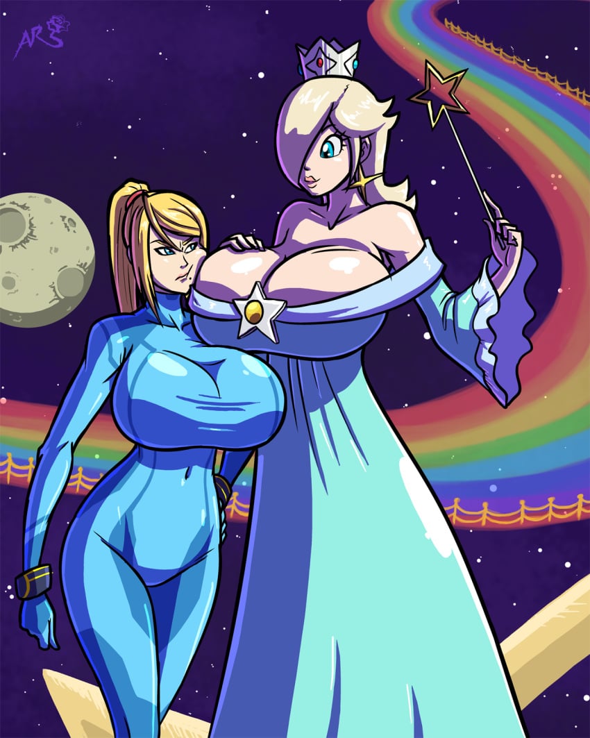 2014 2girls axel-rosered bare_shoulders big_boobs big_breasts breast_expansion breasts bursting_breasts clothed clothes clothing crossover female female_only fully_clothed hips huge_breasts human human_only large_breasts long_hair mario_(series) mario_kart metroid nintendo png princess_rosalina rainbow_road samus_aran super_mario_galaxy super_smash_bros. super_smash_bros._for_nintendo_3ds_and_wii_u thick thick_thighs thighs tight_clothing top_heavy wide_hips zero_suit zero_suit_samus