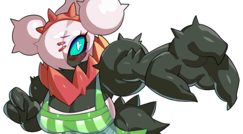 apron big_breasts big_eyes blue_eyes blush cleavage darkrai drunkoak female female_focus female_only female_pokemon legendary_pokemon long_eyelashes nintendo pokémon_(species) pokemon pokemon_(species) pokemon_cafe_mix pokemon_only white_background white_hair