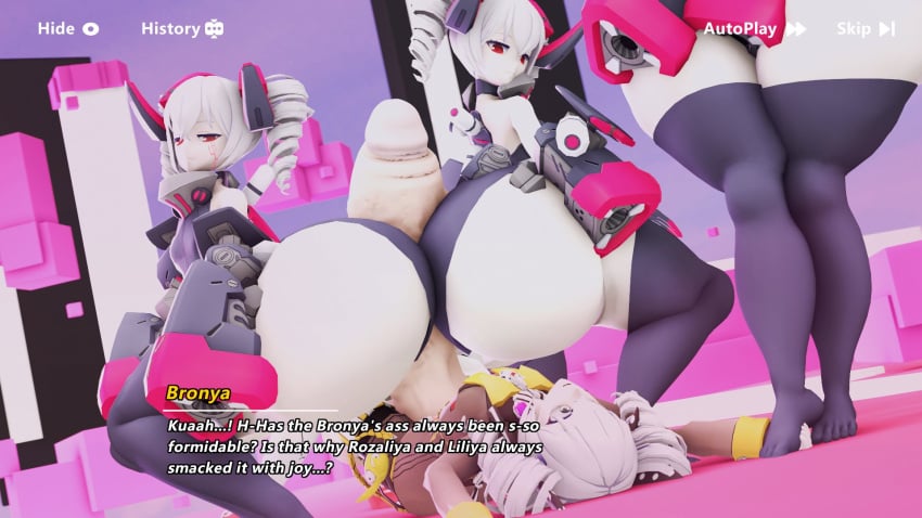 1futa 3d 3girls big_ass big_penis bronya_zaychik buttjob clone clonecest coaxel covered_buttjob double_buttjob english_text futanari hair_ribbon honkai_impact_3rd legwear leotard red_eyes ribbon ribbons small_breasts tagme text text_box thick_thighs thighhighs twintails white_eyes white_hair wide_hips