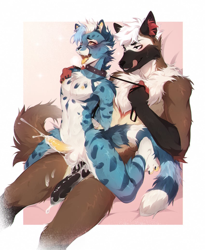 ahe_gao anal anthro ass big_penis bodily_fluids canid canine canis cheetah collar cuff_(restraint) cum cum_in_ass cum_inside cumshot domestic_dog dominant dominant_male duo ejaculation fawnfennec felid feline fumiko genital_fluids genitals german_shepherd herding_dog hi_res leash leash_pull looking_pleasured male male/male mammal on_bottom on_top open_mouth pastoral_dog penis penis_size_difference restraints reverse_cowgirl_position riot(character) scout(character) sex size_difference submissive submissive_male tail