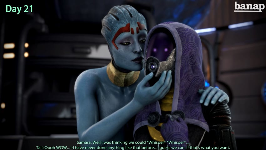 1futa 1girls 3d alien alien_girl alien_humanoid asari banap blender blender_(software) blue_skin comic comic_page dialogue english english_dialogue english_text female futanari mass_effect no_nut_november nude quarian samara self_upload tagme tali'zorah_nar_rayya text