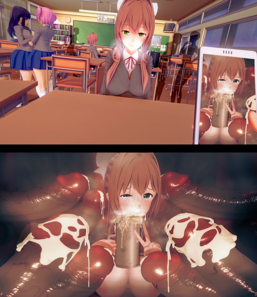 3d 3d_(artwork) areolae big_breasts blush brown_hair cheating cheating_girlfriend crying cuckold cuckold_pov cum cum_jar cum_on_face dark-skinned_male doki_doki_literature_club female gangbang green_eyes huge_breasts huge_cock interracial koikatsu male monika_(doki_doki_literature_club) multiple_boys multiple_girls multiple_penises natsuki_(doki_doki_literature_club) netorare nipples ntr peace_sign phone photografic_proof photographic_proof pov sayori_(doki_doki_literature_club) school_uniform smile smug steam v yuri_(doki_doki_literature_club)