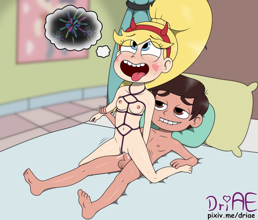 1boy1girl accurate_art_style bed biting_lip bondage canon_couple cum_in_pussy cum_inside driae marco_diaz orgasm reverse_cowgirl_position sex small_breasts star_butterfly star_vs_the_forces_of_evil vaginal_penetration vaginal_sex