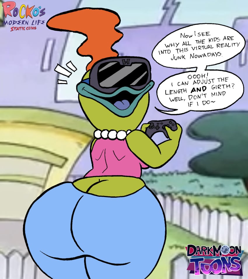 1girls anthro ass ass_cleavage beverly_bighead big_ass big_butt blu3danny butt-tober butt_crack darkmoontoons dialogue female female_only mature_female milf nickelodeon nicktoons orange_hair paramount_pictures rear_view rocko's_modern_life solo text text_bubble thick_ass thick_thighs virtual_reality