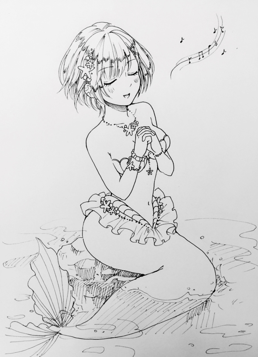 breasts female fish_tail mermaid mermaid_girl mermaid_tail mermaid_transformation monster_girl re:zero_kara_hajimeru_isekai_seikatsu rem_(re:zero)