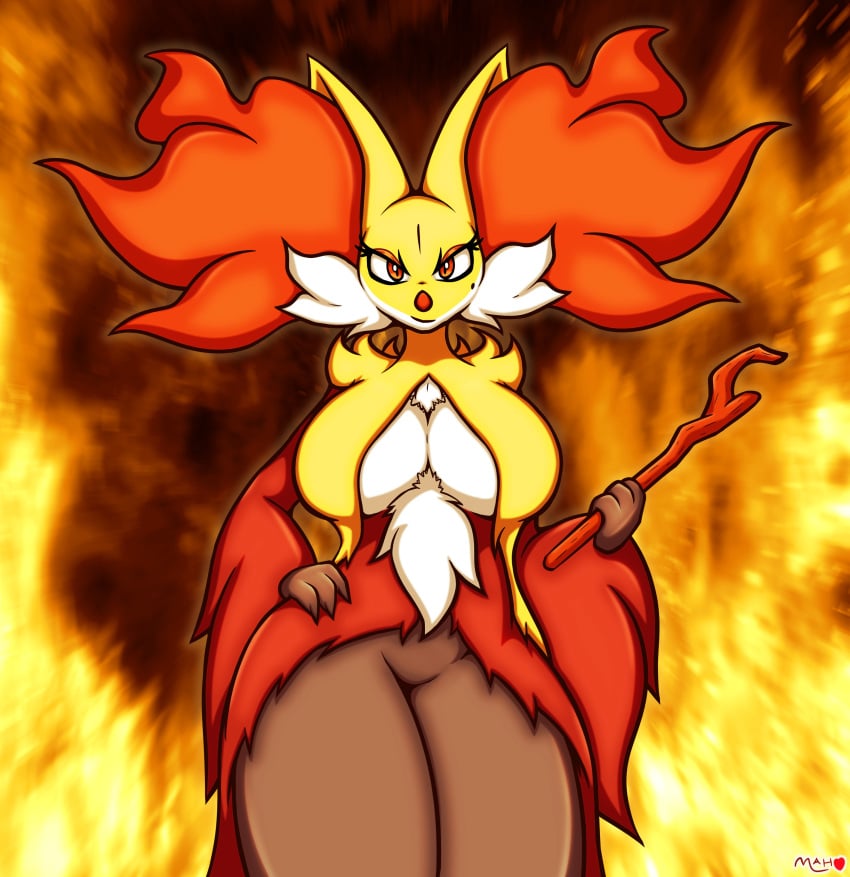 big_breasts breasts delphox female furry mahoxy mahoxy_(artist) pokémon_(species) pokemon