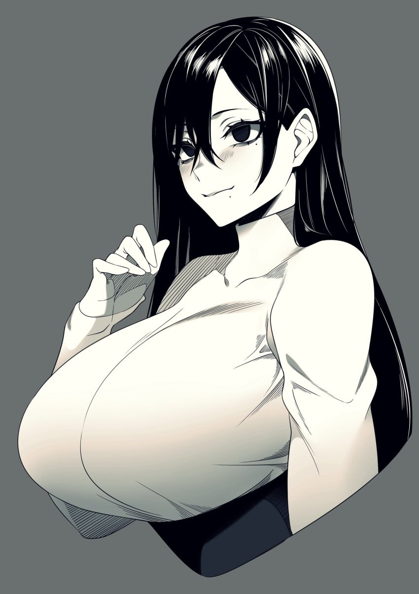 1girls big_breasts breast breast_bigger_than_head breasts camui_kamui_(hz_666v) cute dark_hair enormous_breasts fit fit_female hourglass_figure huge_breasts large_breasts massive_breasts monochrome original pale-skinned_female round_breasts seductive seductive_eyes seductive_look slutty_outfit top_heavy voluptuous voluptuous_female