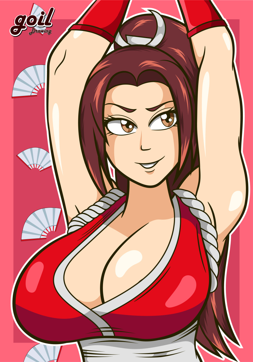 big_breasts breasts brown_eyes brown_hair female goil_drawing king_of_fighters mai_shiranui video_game_character video_games