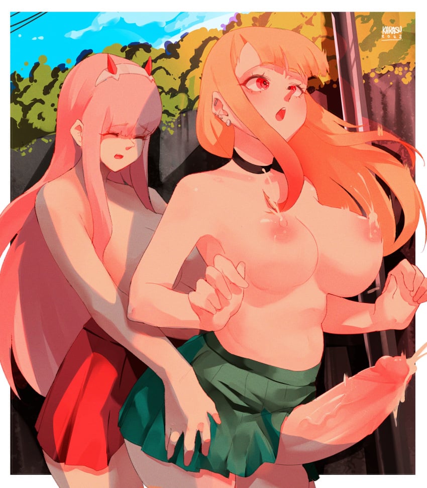 2022 2futas absurd_res areolae balls bangs big_balls big_belly big_breasts blonde_hair breasts clothed clothing crossover cum cum_while_penetrated darling_in_the_franxx duo ejaculation erect_penis erection from_behind futa_on_futa futa_only futanari hands-free handsfree_ejaculation horny huge_cock human karasuart07 kitagawa_marin light-skinned_futanari light_skin long_hair mostly_nude nipples orgasm outside penis pink_hair public public_nudity public_sex sex skirt sono_bisque_doll_wa_koi_wo_suru standing standing_sex topless zero_two_(darling_in_the_franxx)