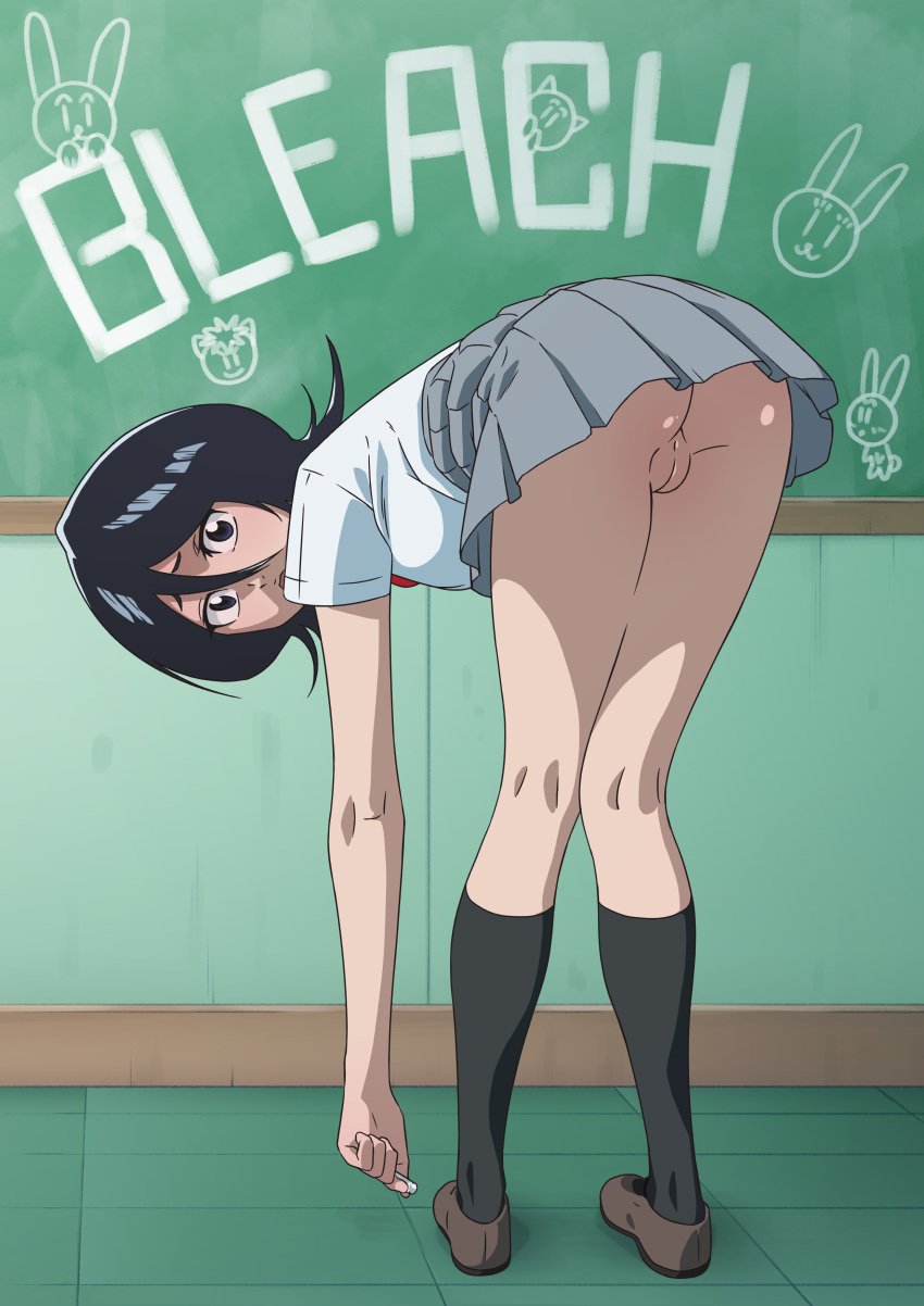 1girls absurd_res accidental_exposure accurate_art_style alternative_hairstyle anatomically_correct anime_coloring anime_style antoniomalara arm ass ass_peek ass_up back back_view bangs bent_knees bent_over black_footwear black_hair black_legwear black_socks bleach bow breasts brown_footwear brown_loafers brown_shoes calf_socks caught caught_in_the_act chalk chalk_art chalkboard chalkboard_artwork chalkboard_drawings classroom cleft_of_venus clothed_female clothing commission copyright_name curvaceous curvy_figure cute drawing embarrassed exposed_vagina feet feet_apart female female_focus female_only footwear from_behind full_body full_color furrowed_eyebrows going_commando grey_skirt hair_between_eyes high_resolution holding holding_chalk holding_object indoors innie innie_pussy knee_high_socks kneehighs kneepits knees_together knees_together_feet_apart knock-kneed kuchiki_rukia large_filesize leaning leaning_forward legs legs_together legwear light_skin loafers logo long_sock looking_at_viewer looking_back miniskirt no_underwear nopan open_mouth paipan pale_skin petite pettanko picking_up pov purple_eyes pussy_line reaching red_bow school school_uniform school_uniform_(karakura_high_school) shadow shiny shiny_hair shirt shocked_eyes shoes short_black_hair short_hair short_sleeves size_difference skinny skirt slip-on_shoes small_ass small_breasts smaller_female socks solo surprised tight_pussy tile_floor tiles uncensored uncensored_vagina uniform upskirt vagina vagina_peek very_high_resolution viewed_from_behind white_shirt writing