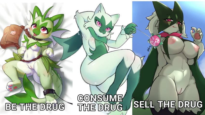 cat_humanoid drug drugs feline female floragato meme meowscarada pokémon_(species) pokemon pokemon_sv shitpost sprigatito yo-yo