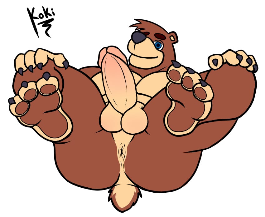 1boy anus ass banjo-kazooie banjo_(banjo-kazooie) blue_eyes erection feet feet_up gay genitals koki_1 male male_focus male_only naked pawpads paws penis presenting solo testicles