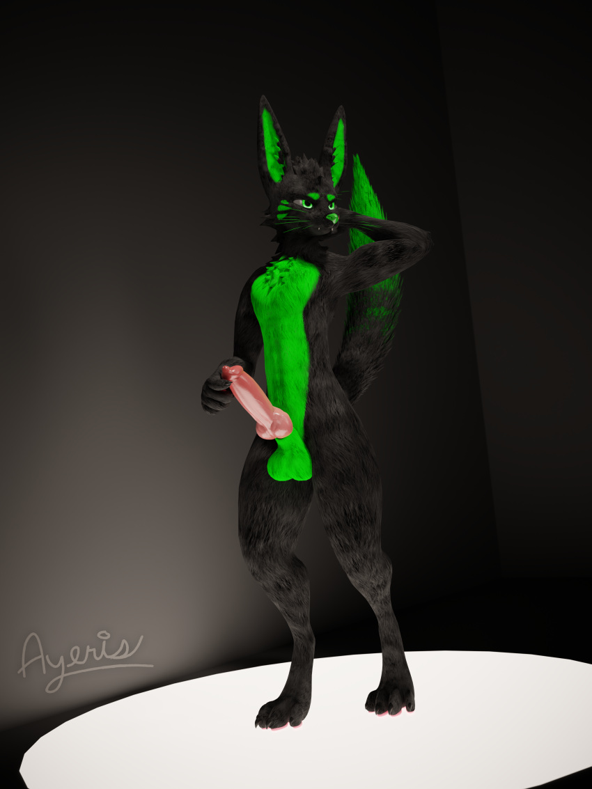 3d_(artwork) absurd_res ass ayeris_(artist) balls belly big_balls big_butt big_knot big_penis black_body black_fur black_tail black_whiskers canid canine canis digital_media_(artwork) dominant dominant_male fur fur_markings furry genitals green_balls green_belly green_body green_ears green_eyes green_fur green_nose green_sheath green_tail green_tail_tip green_whiskers hi_res knot male mammal markings paw_on_penis pawpads paws penis pinup pose posing_for_picture rexouium simple_background simple_markings solo solo_focus standing thick_thighs wade_black were werecanid werecanine werewolf wolf