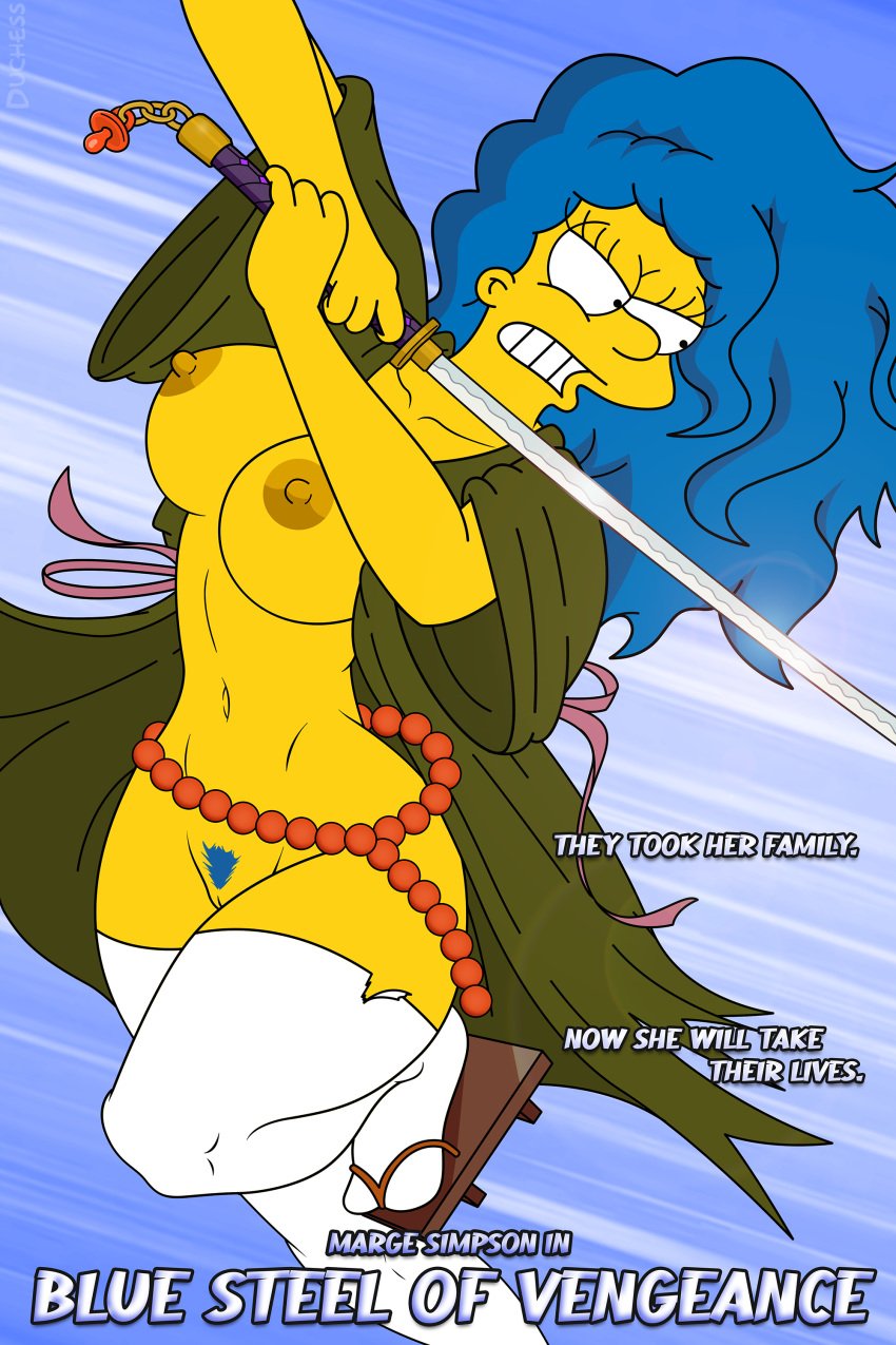 1girls breasts cosplay duchess_(artist) marge_simpson naked partially_clothed the_simpsons