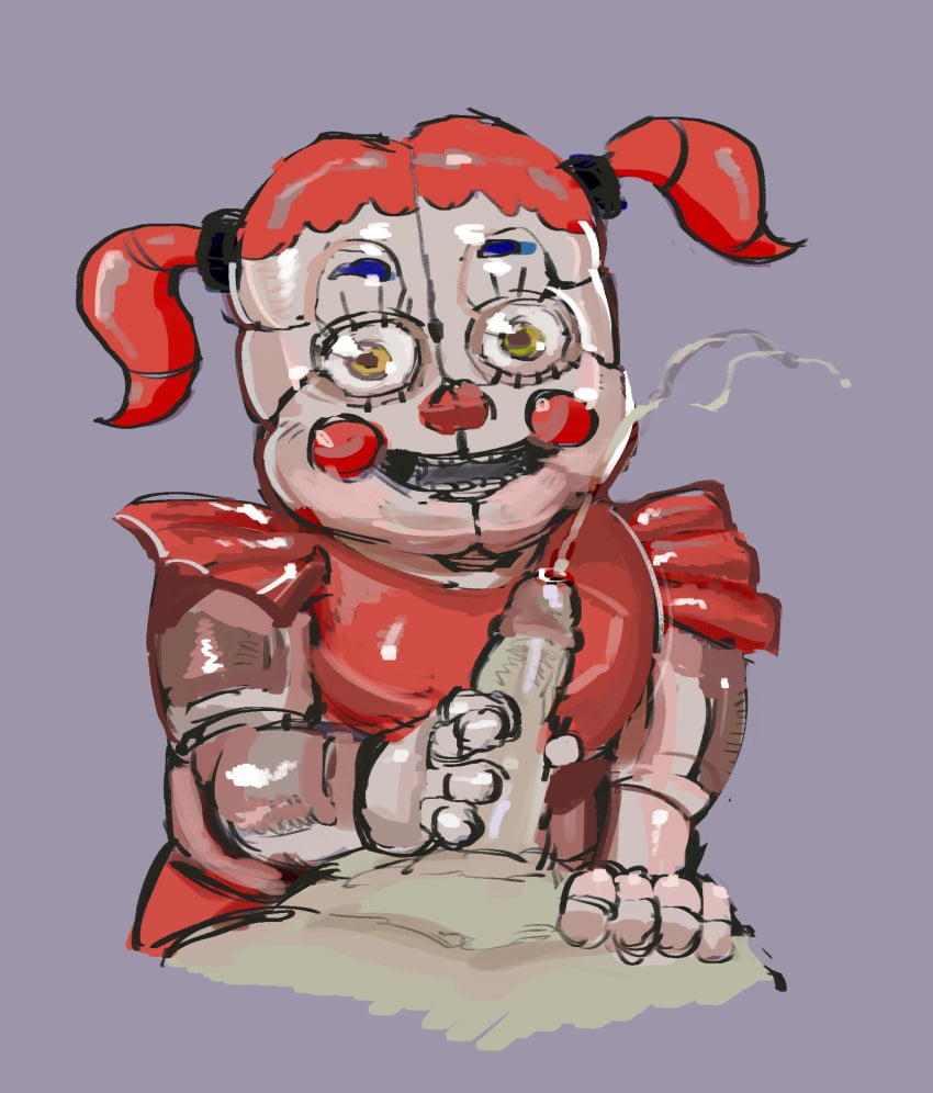 2d artist_request baby_(fnafsl) canon_appearance circus_baby circus_baby_(fnaf) cumshot excessive_cum female five_nights_at_freddy's five_nights_at_freddy's:_sister_location full_color handjob human human_on_humanoid humanoid_penis large_penis looking_at_viewer male_human/female_humanoid penis pov smile smiling straight