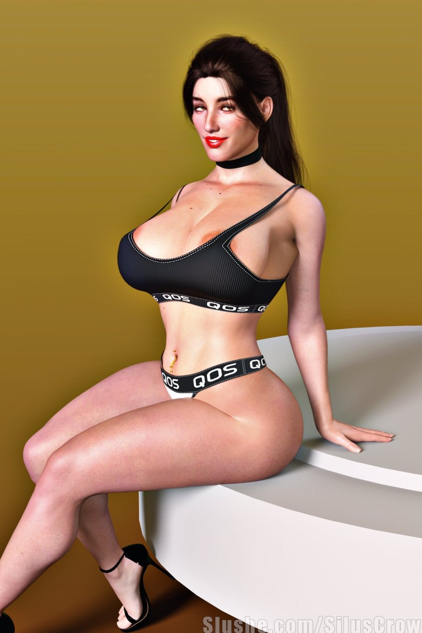 1girls 3d artist_name big_breasts breasts brunette busty curvaceous curvy curvy_figure eyebrows eyelashes eyes female hair hips hourglass_figure legs lips queen_of_spades siluscrow thick thick_legs thick_thighs thighs voluptuous wide_hips