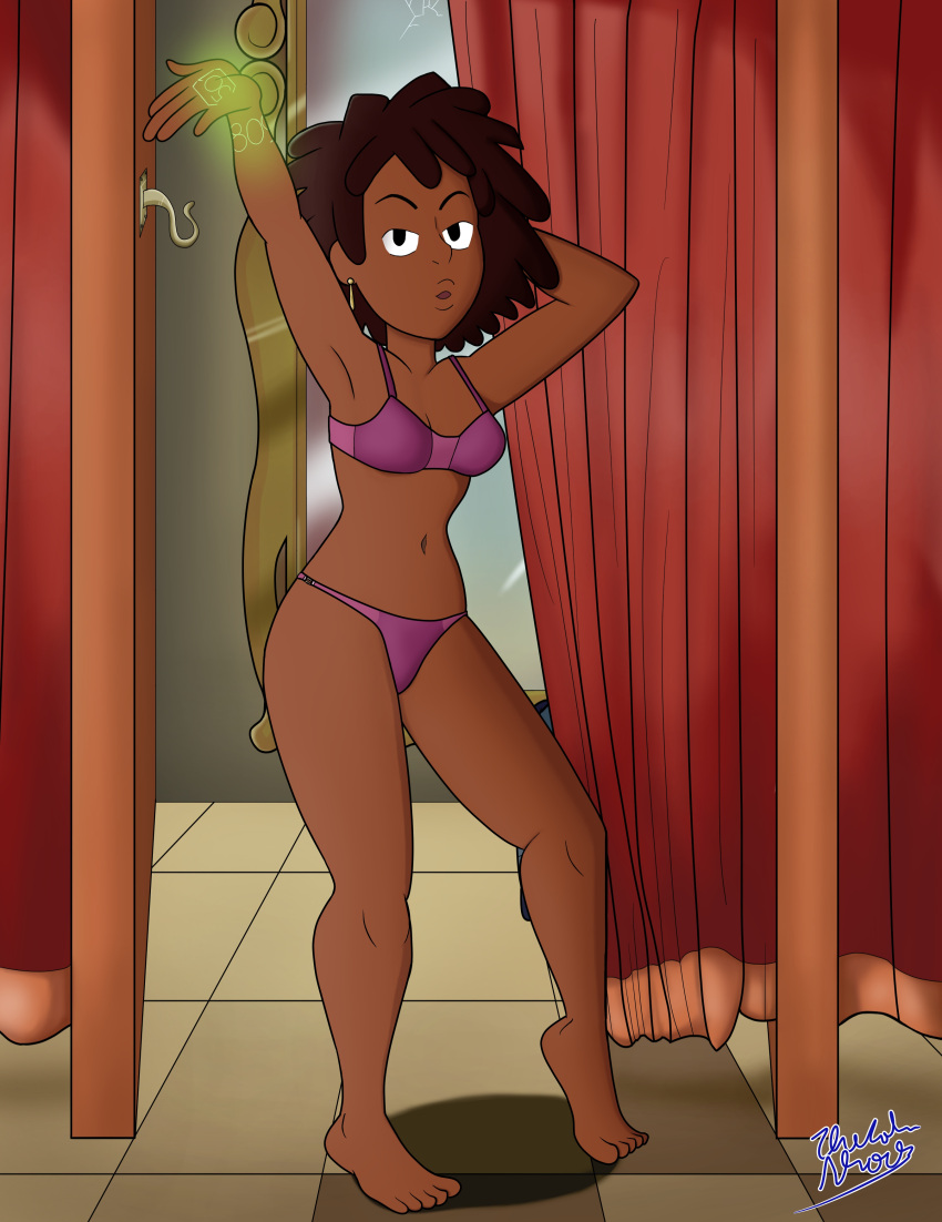 1girls bikini black_eyes brown_hair cartoon_network crashicbros12 dark-skinned_female grace_monroe infinity_train medium_ass medium_breasts pinup short_hair thick_thighs thin_waist