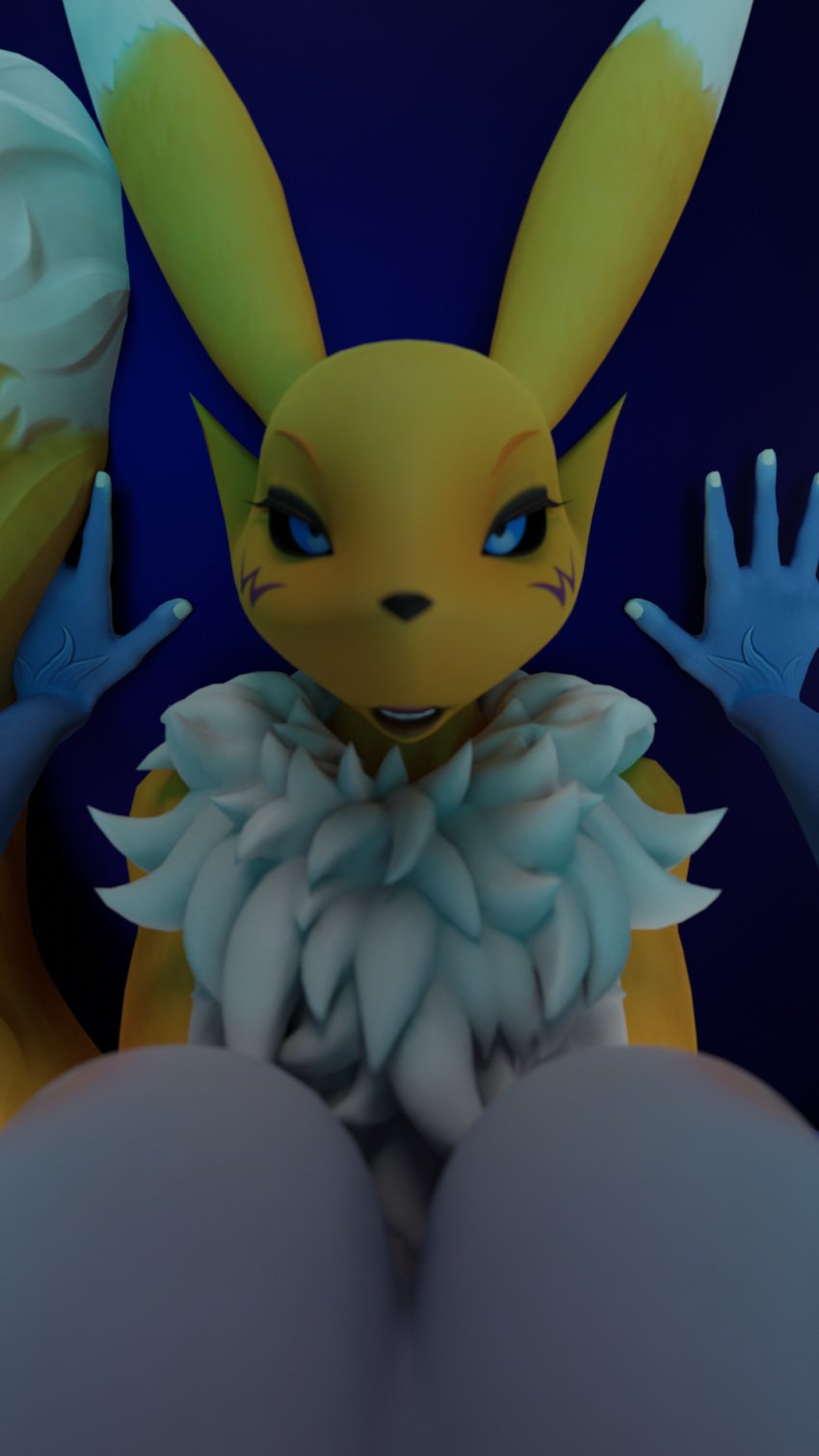 2girls 3d 3denos crossover digimon female female_only furry krystal pov pov_eye_contact renamon renamon_(warfaremchine) star_fox